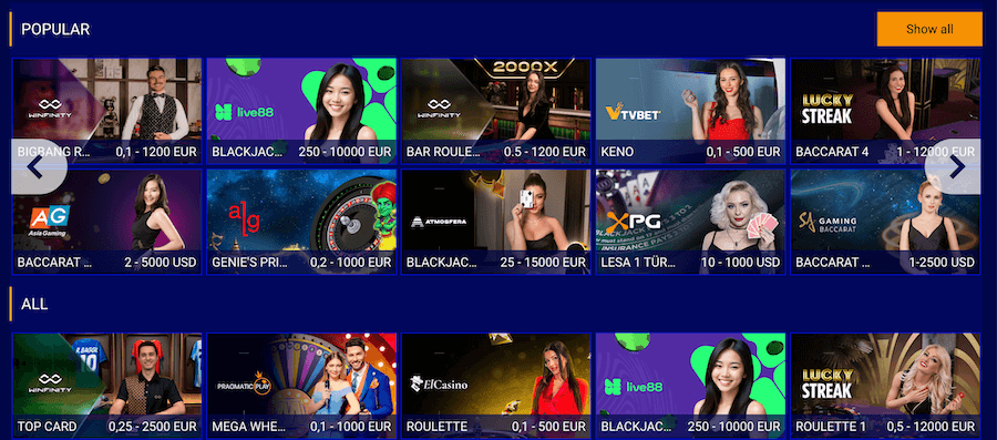 Paripesa live casino