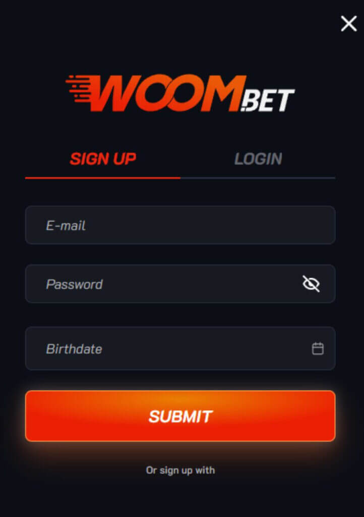 WOOM.BET - Register New Player