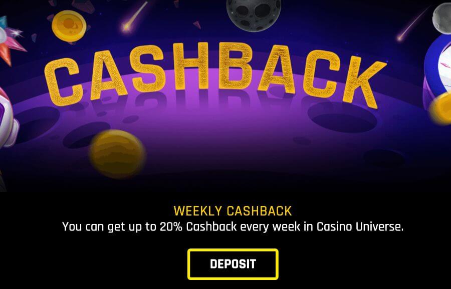 cashback offer at casino universe - canada casino