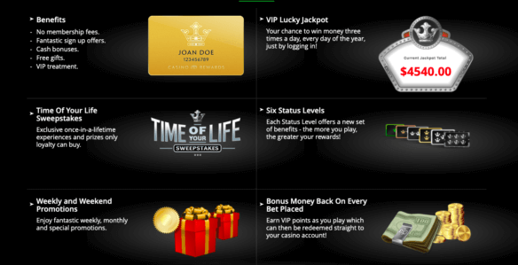 players rewards card online casinos