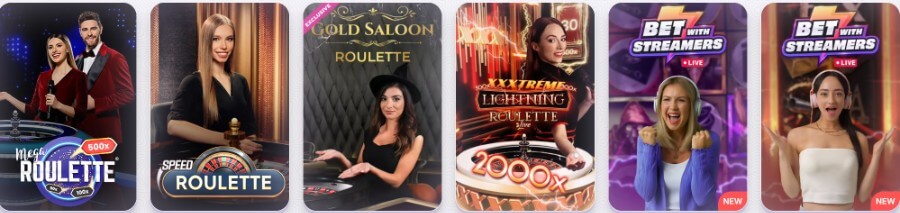 live casino games available at robocat casino